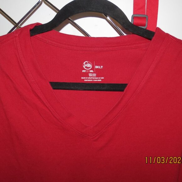 Men's HB by DXL 3XLT Red V-Neck Short Sleeve T-Shirt - Picture 3 of 4